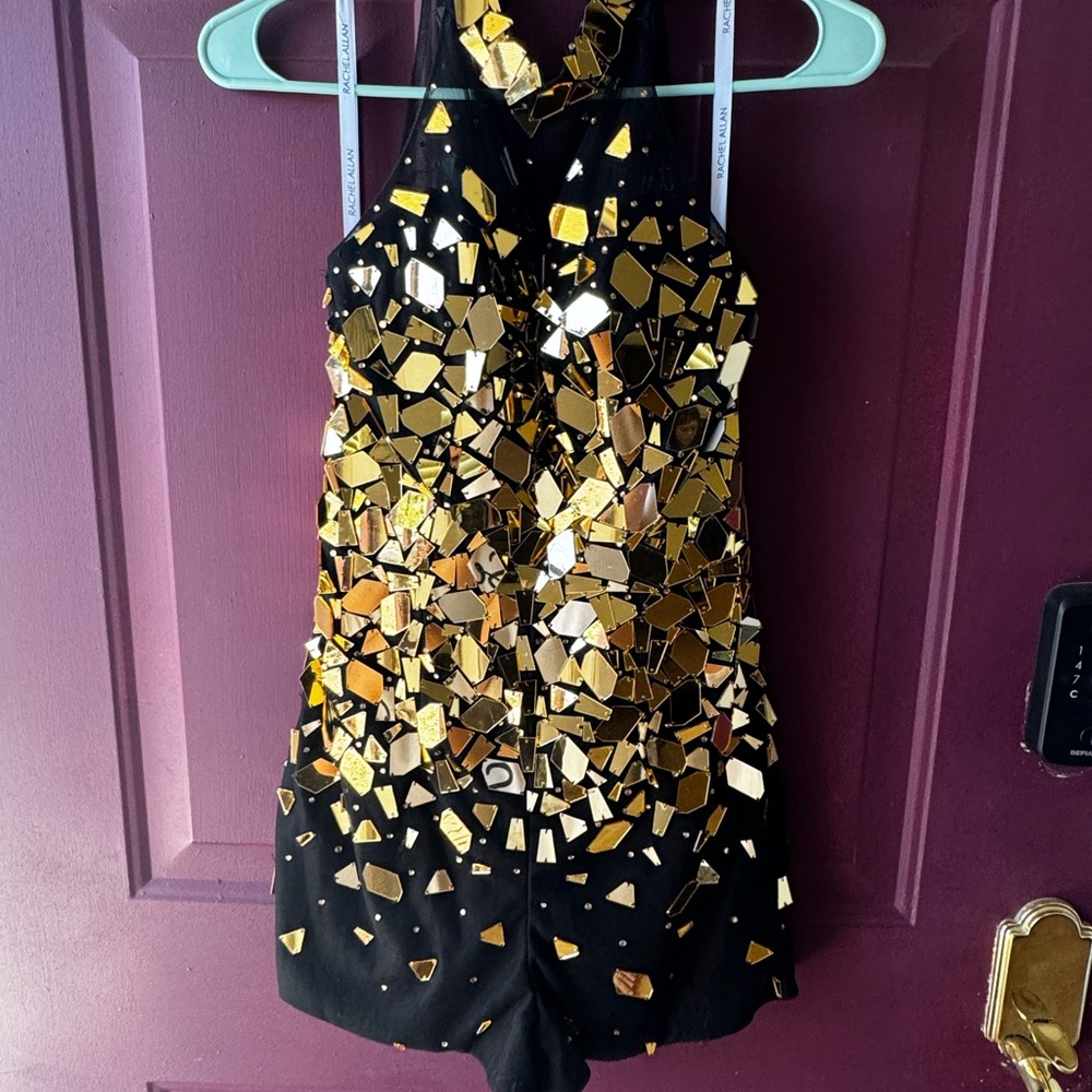 Rachel Allan Black and Gold High Low Dress
